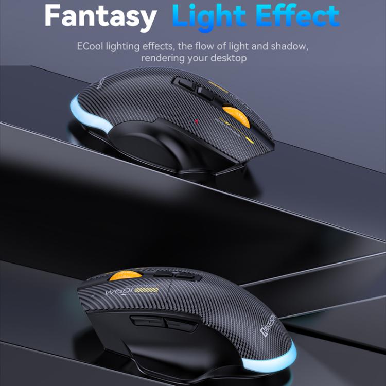 MKESPN W601 Silent Wireless Tri-mode Macro Gaming Mouse Carbon Fiber 12800DPI Bluetooth Mouse(White) - Wireless Mice by MKESPN | Online Shopping UK | buy2fix