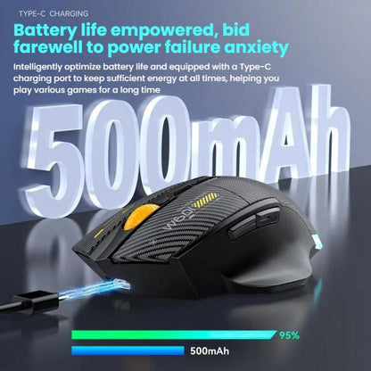 MKESPN W601 Silent Wireless Tri-mode Macro Gaming Mouse Carbon Fiber 12800DPI Bluetooth Mouse(Black) - Wireless Mice by MKESPN | Online Shopping UK | buy2fix