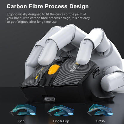 MKESPN W601 Silent Wireless Tri-mode Macro Gaming Mouse Carbon Fiber 12800DPI Bluetooth Mouse(White) - Wireless Mice by MKESPN | Online Shopping UK | buy2fix