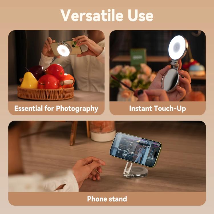 TELESIN S5-BGD-01 Mini Phone Magnetic Beauty Replacement Light Tri-color Temperature Portable Selfie Mirror Rotating Stretching Pocket Lamp - Selfie Light by TELESIN | Online Shopping UK | buy2fix
