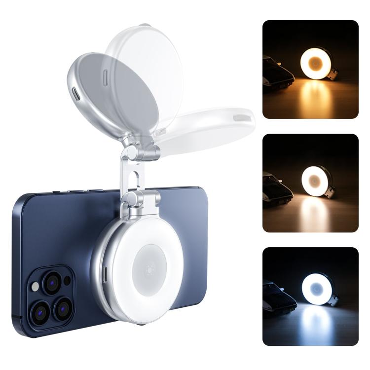 TELESIN S5-BGD-01 Mini Phone Magnetic Beauty Replacement Light Tri-color Temperature Portable Selfie Mirror Rotating Stretching Pocket Lamp - Selfie Light by TELESIN | Online Shopping UK | buy2fix