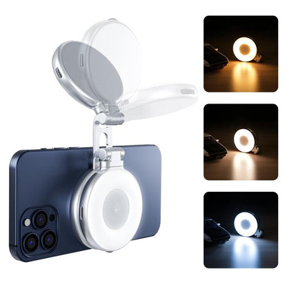 TELESIN S5-BGD-01 Mini Phone Magnetic Beauty Replacement Light Tri-color Temperature Portable Selfie Mirror Rotating Stretching Pocket Lamp - Selfie Light by TELESIN | Online Shopping UK | buy2fix