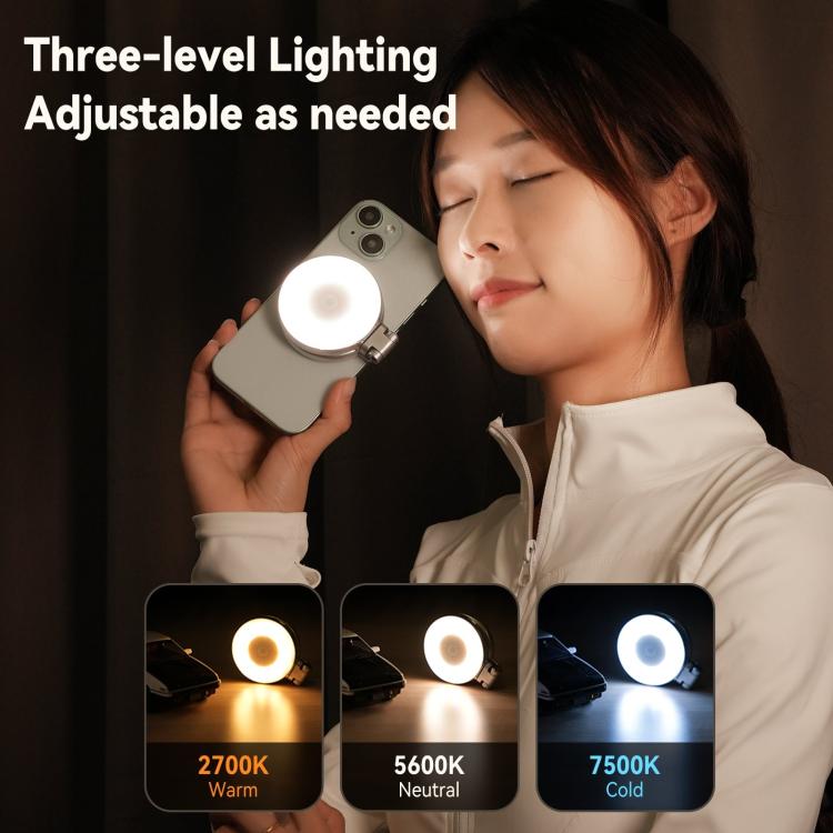 TELESIN S5-BGD-01 Mini Phone Magnetic Beauty Replacement Light Tri-color Temperature Portable Selfie Mirror Rotating Stretching Pocket Lamp - Selfie Light by TELESIN | Online Shopping UK | buy2fix