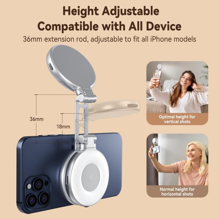 TELESIN S5-BGD-01 Mini Phone Magnetic Beauty Replacement Light Tri-color Temperature Portable Selfie Mirror Rotating Stretching Pocket Lamp - Selfie Light by TELESIN | Online Shopping UK | buy2fix