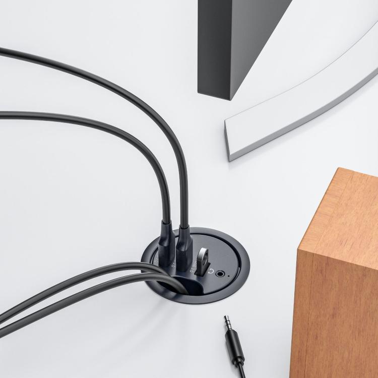 3xUSB3.0+3.5mm Desk Grommet Splitter HUB Dock Station, Cable Length 1.2m - USB 3.0 HUB by buy2fix | Online Shopping UK | buy2fix