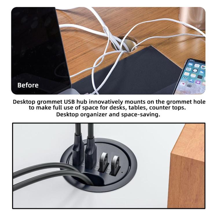 3 x USB3.0+TF+SD Desk Grommet Splitter HUB Dock Station, Cable Length 1.2m - USB 3.0 HUB by buy2fix | Online Shopping UK | buy2fix
