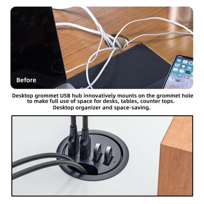 3xUSB3.0+3.5mm Desk Grommet Splitter HUB Dock Station, Cable Length 1.2m - USB 3.0 HUB by buy2fix | Online Shopping UK | buy2fix