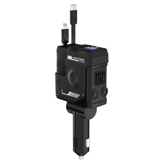 A1 Car 4 In 1 Digital Fast Charger With Retractable Cable(Black) - Car Charger by buy2fix | Online Shopping UK | buy2fix