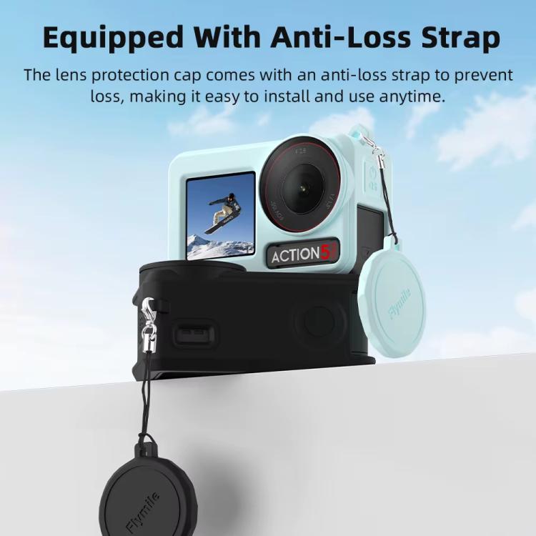 For DJI Osmo Action 3 / 4 / 5 Pro Flymile Silicone Cover Sport Camera Lens Drop Cases(Black) - Case & Bags by Flymile | Online Shopping UK | buy2fix