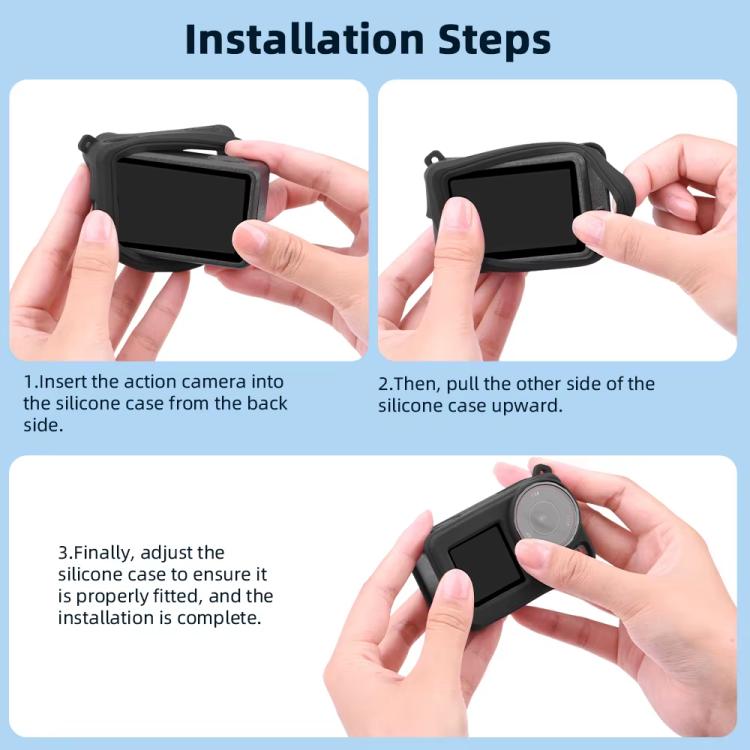 For DJI Osmo Action 3 / 4 / 5 Pro Flymile Silicone Cover Sport Camera Lens Drop Cases(Black) - Case & Bags by Flymile | Online Shopping UK | buy2fix