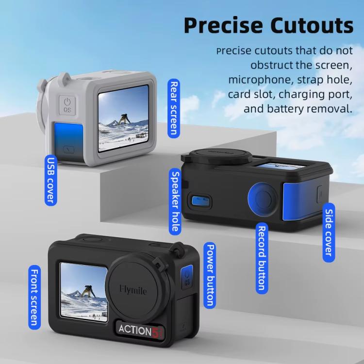 For DJI Osmo Action 3 / 4 / 5 Pro Flymile Silicone Cover Sport Camera Lens Drop Cases(Blue) - Case & Bags by Flymile | Online Shopping UK | buy2fix