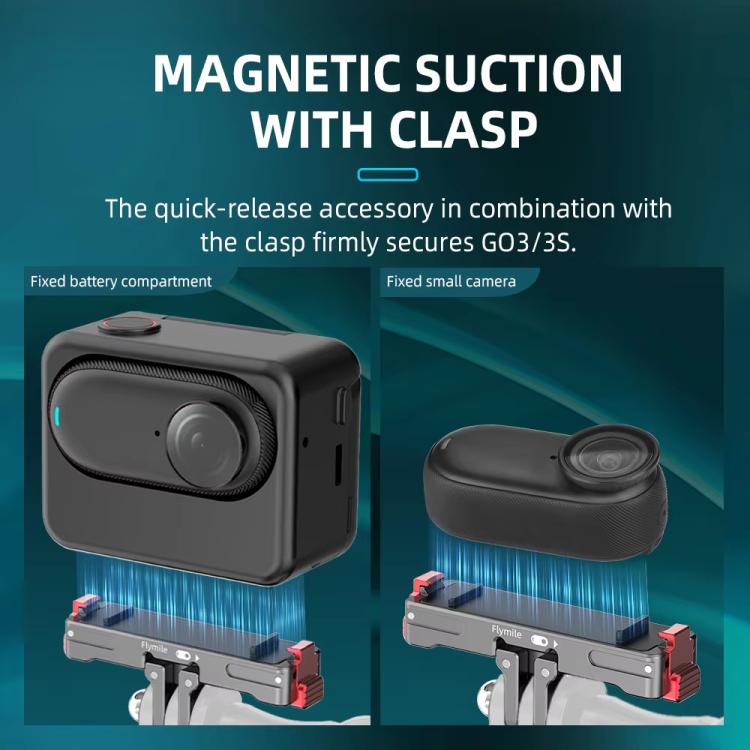 For Insta360 GO 3 / 3S Flymile Magnetic Metal Quick Release Base Sports Camera Adapter Bracket(Tarnish) - Mount & Holder by Flymile | Online Shopping UK | buy2fix