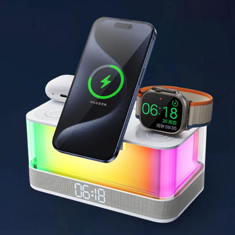 R8 Cell Phone Earphone Watch 3 In 1 Multi-Function Wireless Magnetic Charger(White) - Wireless Charger by buy2fix | Online Shopping UK | buy2fix