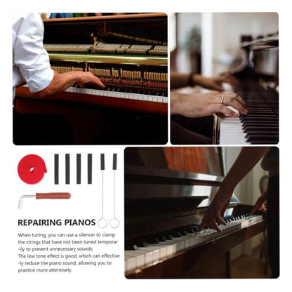 Piano Tuning Tool Set Tuning Stop Tape Wrench Musical Instrument Accessories, Style: Black 6pcs / Set - Keyboard Accessories by buy2fix | Online Shopping UK | buy2fix