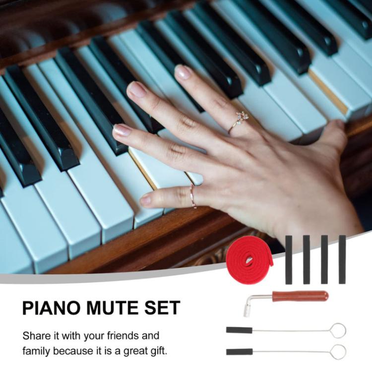 Piano Tuning Tool Set Tuning Stop Tape Wrench Musical Instrument Accessories, Style: Black 8pcs / Set - Keyboard Accessories by buy2fix | Online Shopping UK | buy2fix
