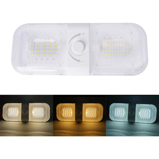 12-24V RV Light 120 LEDs 3-Color Temperature Rotary Button Dimming Roof Light FC01
