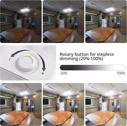 12-24V RV Light 120 LEDs 3-Color Temperature Rotary Button Dimming Roof Light FC01 - Dome Lights by buy2fix | Online Shopping UK | buy2fix
