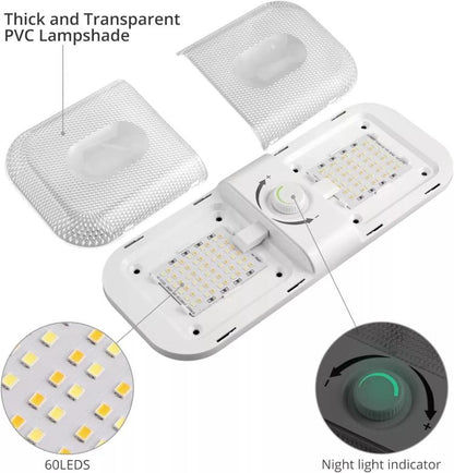 12-24V RV Light 120 LEDs 3-Color Temperature Rotary Button Dimming Roof Light FC01 - Dome Lights by buy2fix | Online Shopping UK | buy2fix