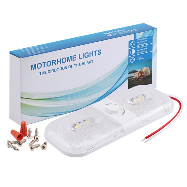 12-24V RV Light 120 LEDs 3-Color Temperature Rotary Button Dimming Roof Light FC01 - Dome Lights by buy2fix | Online Shopping UK | buy2fix