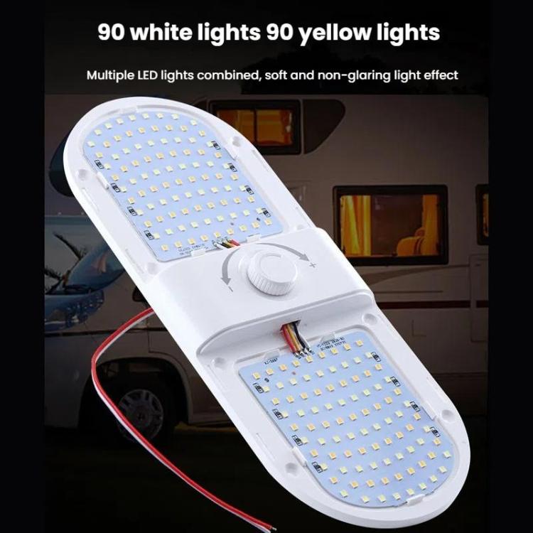 12-24V RV Light 180 LEDs 3-Color Temperature Dimmable Roof Light FC02 - Dome Lights by buy2fix | Online Shopping UK | buy2fix