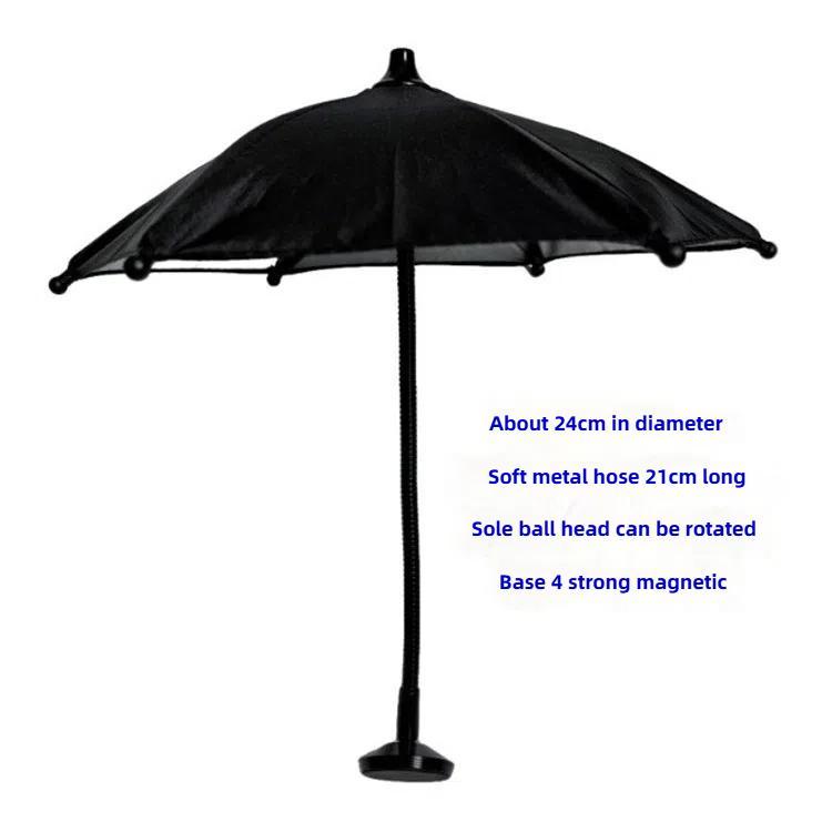Magnetic Phone Mini Sun Protection Umbrella Parasol Diameter 9.4 inch, Metal Hose 8.3 inch(Blue) - Universal Car Holders by buy2fix | Online Shopping UK | buy2fix