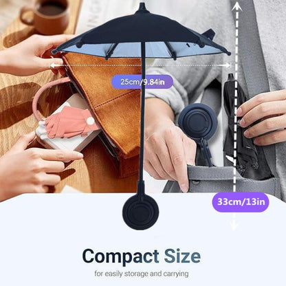 Magnetic Phon Mini Umbrella Waterproof Sunshade With Finger Ring(Black) - Ring Holder by buy2fix | Online Shopping UK | buy2fix