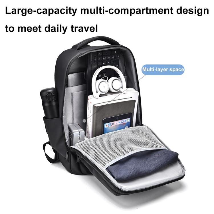 OUMANTU 2103 Large Capacity Multi-Compartment Waterproof Laptop Backpack With USB Port(Black) - Backpack by OUMANTU | Online Shopping UK | buy2fix