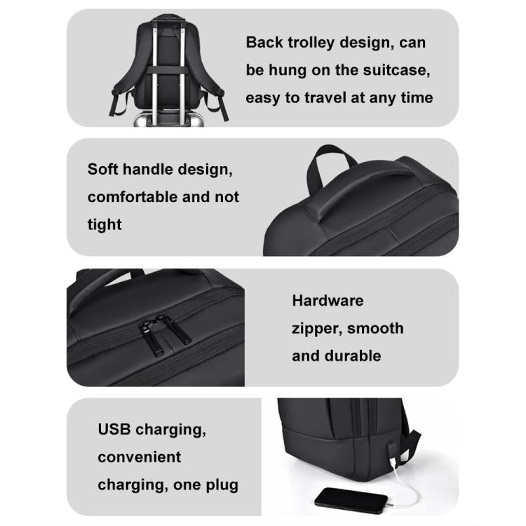 OUMANTU 2103 Large Capacity Multi-Compartment Waterproof Laptop Backpack With USB Port(Black) - Backpack by OUMANTU | Online Shopping UK | buy2fix