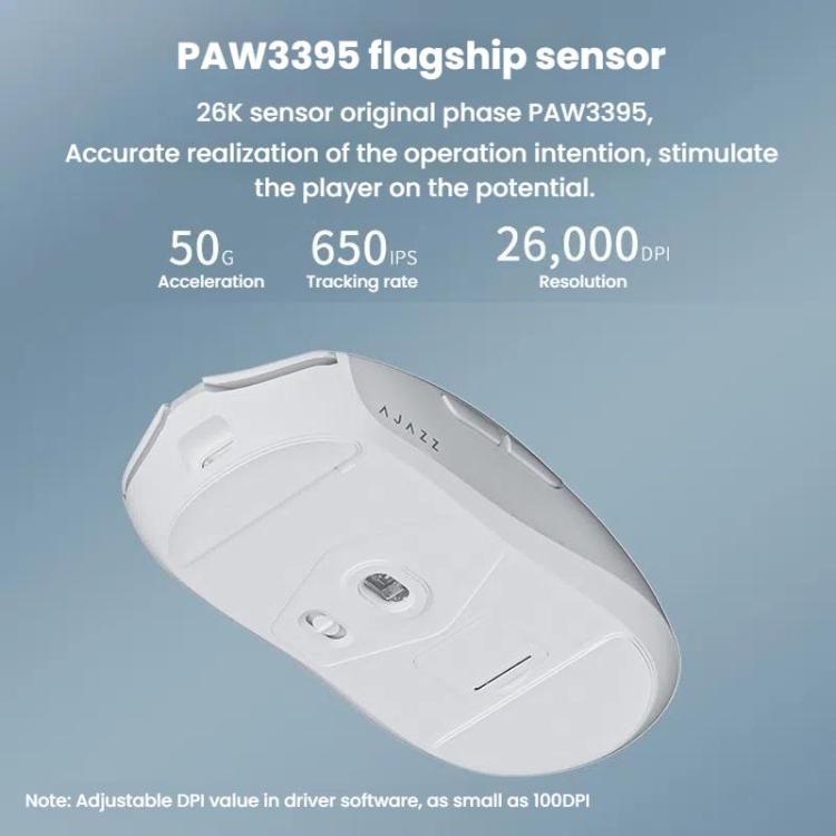 Ajazz AJ139 Pro Gaming Mouse Lightweight PAW3395 Wireless 2.4G + Wired Dual Mode Computer Mouse(White) - Wireless Mice by Ajazz | Online Shopping UK | buy2fix