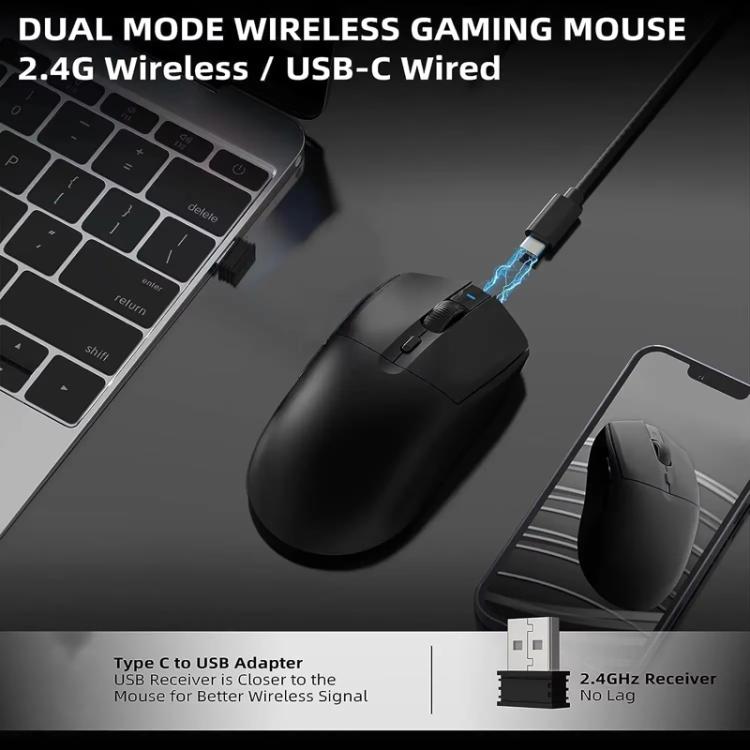 Ajazz AJ139 Pro Gaming Mouse Lightweight PAW3395 Wireless 2.4G + Wired Dual Mode Computer Mouse(Black) - Wireless Mice by Ajazz | Online Shopping UK | buy2fix