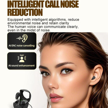 Smart ENC Noise Reduction Mini Bluetooth Earphones With Charging Compartment(Black) - Bluetooth Earphone by buy2fix | Online Shopping UK | buy2fix