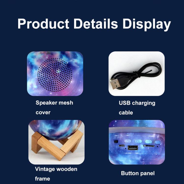 RGB Lighting Planet Shape Desktop Bluetooth Speaker Home 3D Subwoofer(Dream Star Rings) - Desktop Speaker by buy2fix | Online Shopping UK | buy2fix