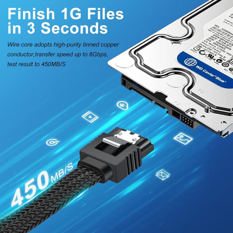 0.5m SATA3.0 With Aluminum Foil Shield Braided Cable Body Computer Hard Drive Power Cable(Black) - eSATA & SATA & IDE by buy2fix | Online Shopping UK | buy2fix