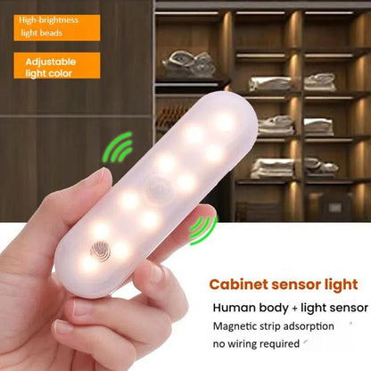 Magnetic LED Cabinet Light Motion Sensor Rechargeable Lamp 20 LEDs 3-color Temperature A68-3A-11cm - Sensor LED Lights by buy2fix | Online Shopping UK | buy2fix