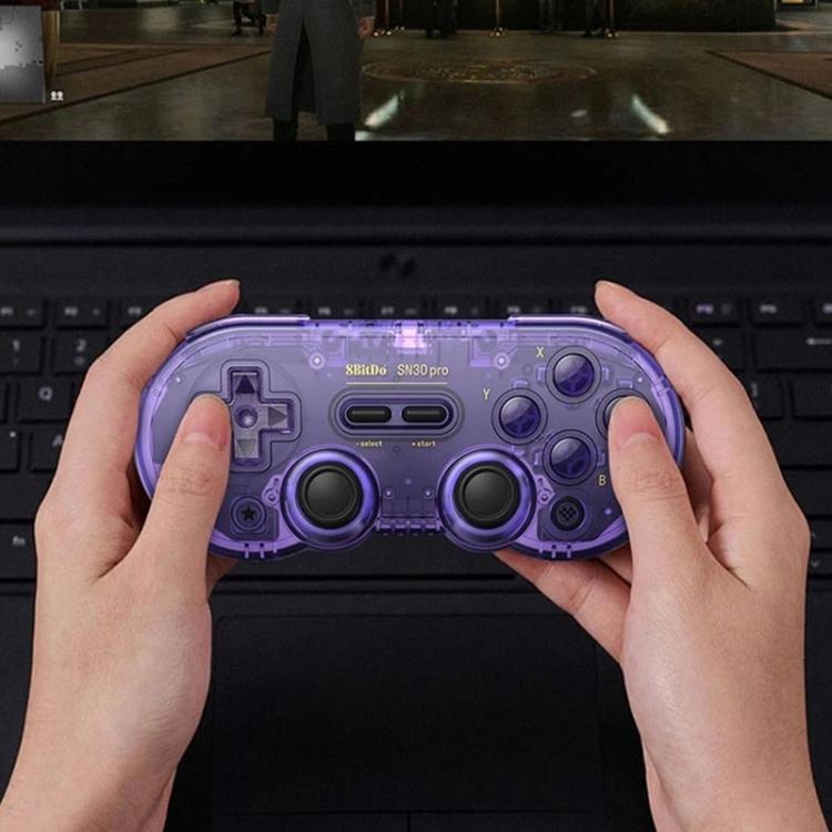 8BitDo SN30 Pro Retro Special Edition Translucent Wireless Bluetooth Multi-Platform Gamepad(Purple) - Gamepads by 8BitDo | Online Shopping UK | buy2fix