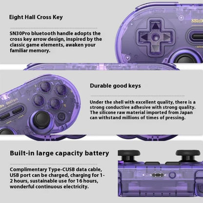 8BitDo SN30 Pro Retro Special Edition Translucent Wireless Bluetooth Multi-Platform Gamepad(Purple) - Gamepads by 8BitDo | Online Shopping UK | buy2fix