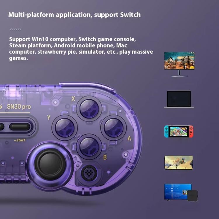 8BitDo SN30 Pro Retro Special Edition Translucent Wireless Bluetooth Multi-Platform Gamepad(Purple) - Gamepads by 8BitDo | Online Shopping UK | buy2fix