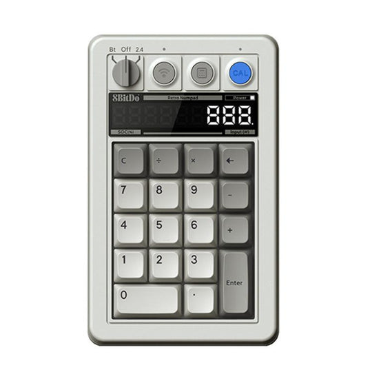 8BitDo Retro18 Tri-mode Connection Computer Mechanical Numeric Keyboard Counter 2 In 1(Light Gray M Version)