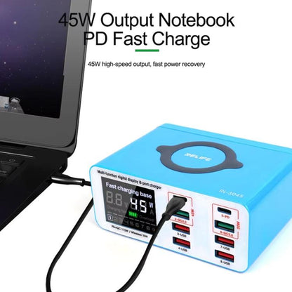 RELIFE RL-304S Multifunctional Smart Digital Display 8 Port Fast Charger USB Support PD+QC3.0 Mobile Phone Charger(EU Plug) - Multifunction Charger by RELIFE | Online Shopping UK | buy2fix