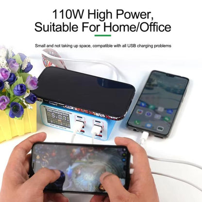 RELIFE RL-304S Multifunctional Smart Digital Display 8 Port Fast Charger USB Support PD+QC3.0 Mobile Phone Charger(US Plug) - Multifunction Charger by RELIFE | Online Shopping UK | buy2fix