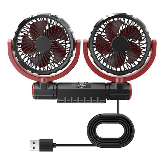 F7201 Car Foldable Rotating USB Dual-Head Fan(Black And Red) - Heating & Fans by buy2fix | Online Shopping UK | buy2fix