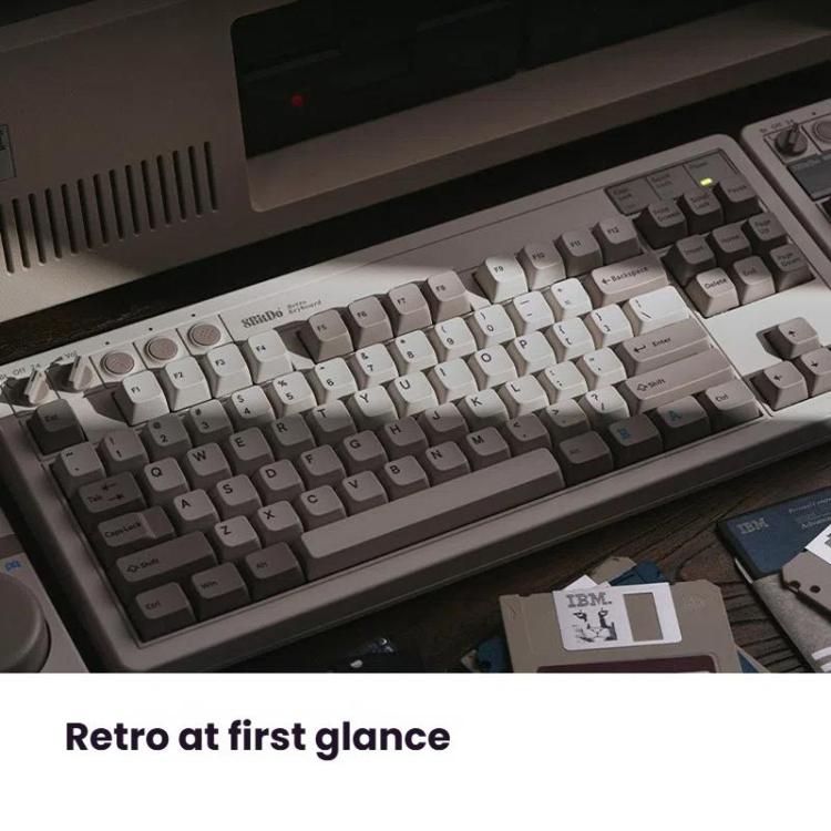 8BitDo Retro87 M Mechanical Keyboard Vintage Wireless Bluetooth / 2.4G / Wired Triple Mode Connection Keyboard(Light Gray) - Wireless Keyboard by 8BitDo | Online Shopping UK | buy2fix