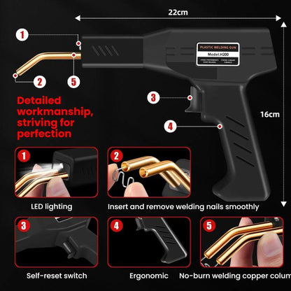 Rechargeable Car Bumper Plastic Repair Welding Machine, Specification: Black+1200 Welding Nails - Hand Tool Sets by buy2fix | Online Shopping UK | buy2fix