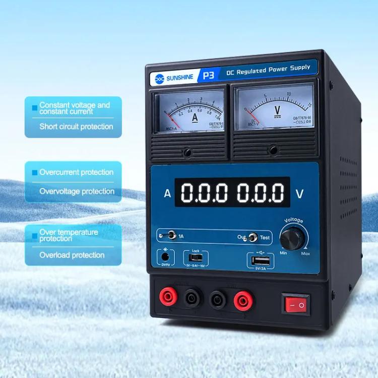SUNSHINE P3 DC Regulated Power Supply 5V/8.4V/15V Switching Mobile Phone Repair Regulated Power Supply Meter(US Plug 110V) - Power Supply by SUNSHINE | Online Shopping UK | buy2fix