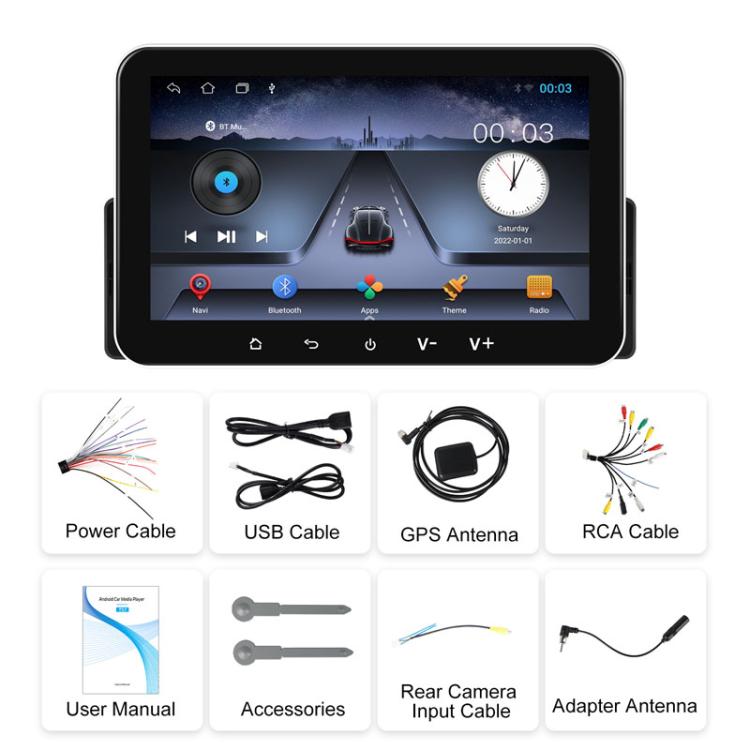 7 inch Horizontal Screen Android 13.0 Single Spindle Universal Car Multimedia Player, Style: Standard+Camera+Mic - Car MP3 & MP4 & MP5 by buy2fix | Online Shopping UK | buy2fix