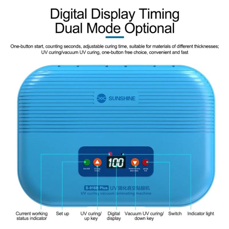 SUNSHINE S-918B Plus UV Curing Box Mobile Phone LCD Screen OCA Bonding Vacuum Laminated Machine(EU Plug 220V) - Laminator Machine by SUNSHINE | Online Shopping UK | buy2fix