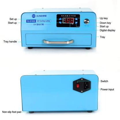 SUNSHINE S-918B UV Curing Filming Box LED High-Power UV Mobile Phone Curved Screen Optical Shadowless Glue Repair Tool(EU Plug 220V) - Laminator Machine by SUNSHINE | Online Shopping UK | buy2fix