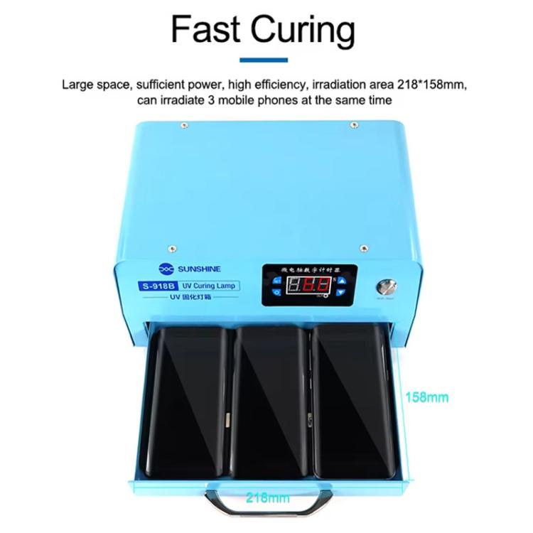 SUNSHINE S-918B UV Curing Filming Box LED High-Power UV Mobile Phone Curved Screen Optical Shadowless Glue Repair Tool(EU Plug 220V) - Laminator Machine by SUNSHINE | Online Shopping UK | buy2fix