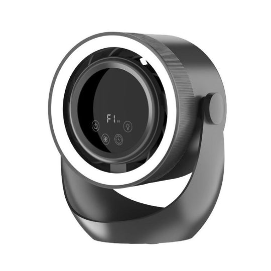 F158 Desktop Mini Multi-Speed Circulating Fan Timed Remote Control Lighted Fan, Style: Gray Plug-In