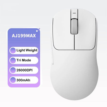 Ajazz AJ199 MAX Wireless 2.4GHz Wired BT Tri-Mode Mouse PAW3395 Lightweight Gaming Mouse(White) - Wireless Mice by Ajazz | Online Shopping UK | buy2fix
